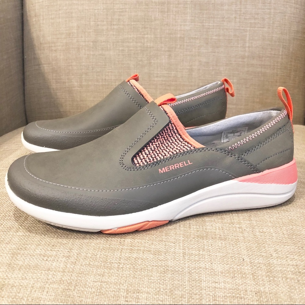 New Merrell slip on leather walking shoes